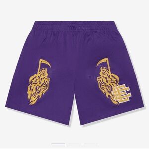 Eric Emanuel x Warren Lotas Purple Yellow Shorts from FW24